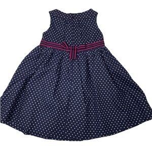 Gap Toddler Girl Navy & White Polka Dot Lined Cotton Dress Size 2T